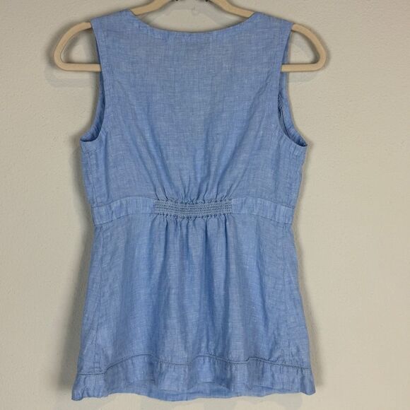Lands’ End Linen Light Blue Sleeveless Top 2 - Picture 4 of 7